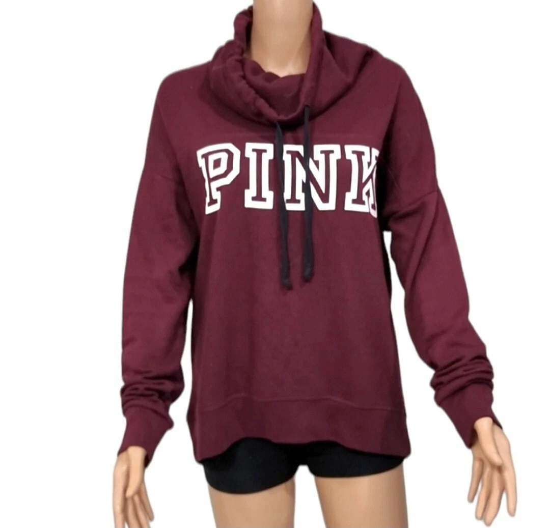 UNDERCOVER Victoria Secret Rosa Maglione Donna Borgogna Pullover Felpa con Cappuccio Taglia S Small