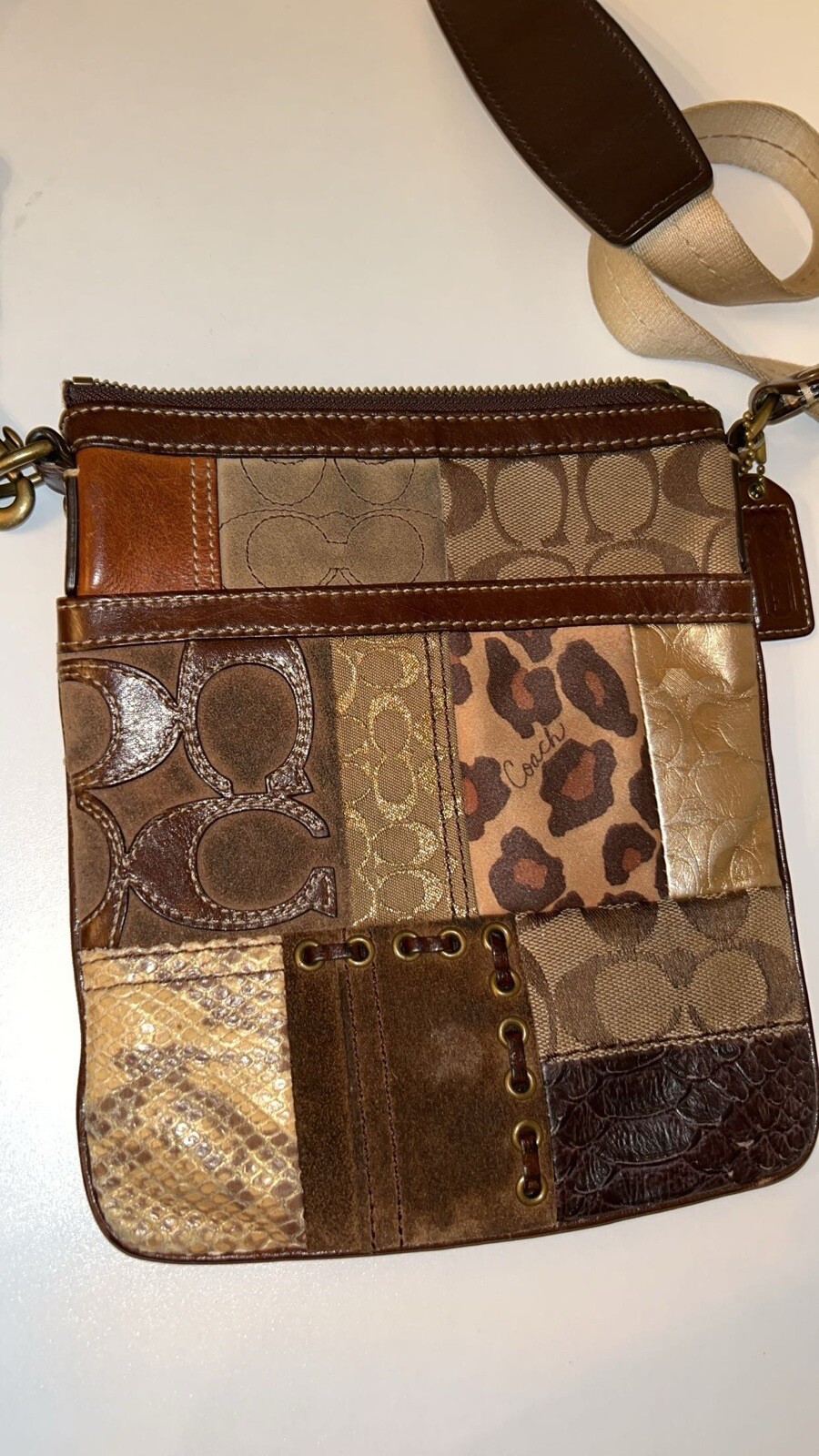 Authentic VINTAGE Coach patchwork crossbody bag Gem