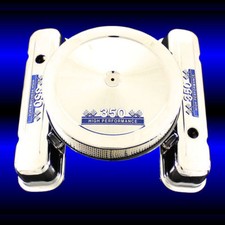 Tall Valve Covers And Air Cleaner Fits Pontiac 350 Engine Chrome Blue Hp Emblems