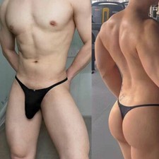 Mens Sexy Low Rise Bulge Pouch T-back G-string Thong Tanga Briefs Gay Underwear
