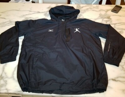 Mizuno Mens Hoodie Zip Baseball Windbreaker Jacket Black