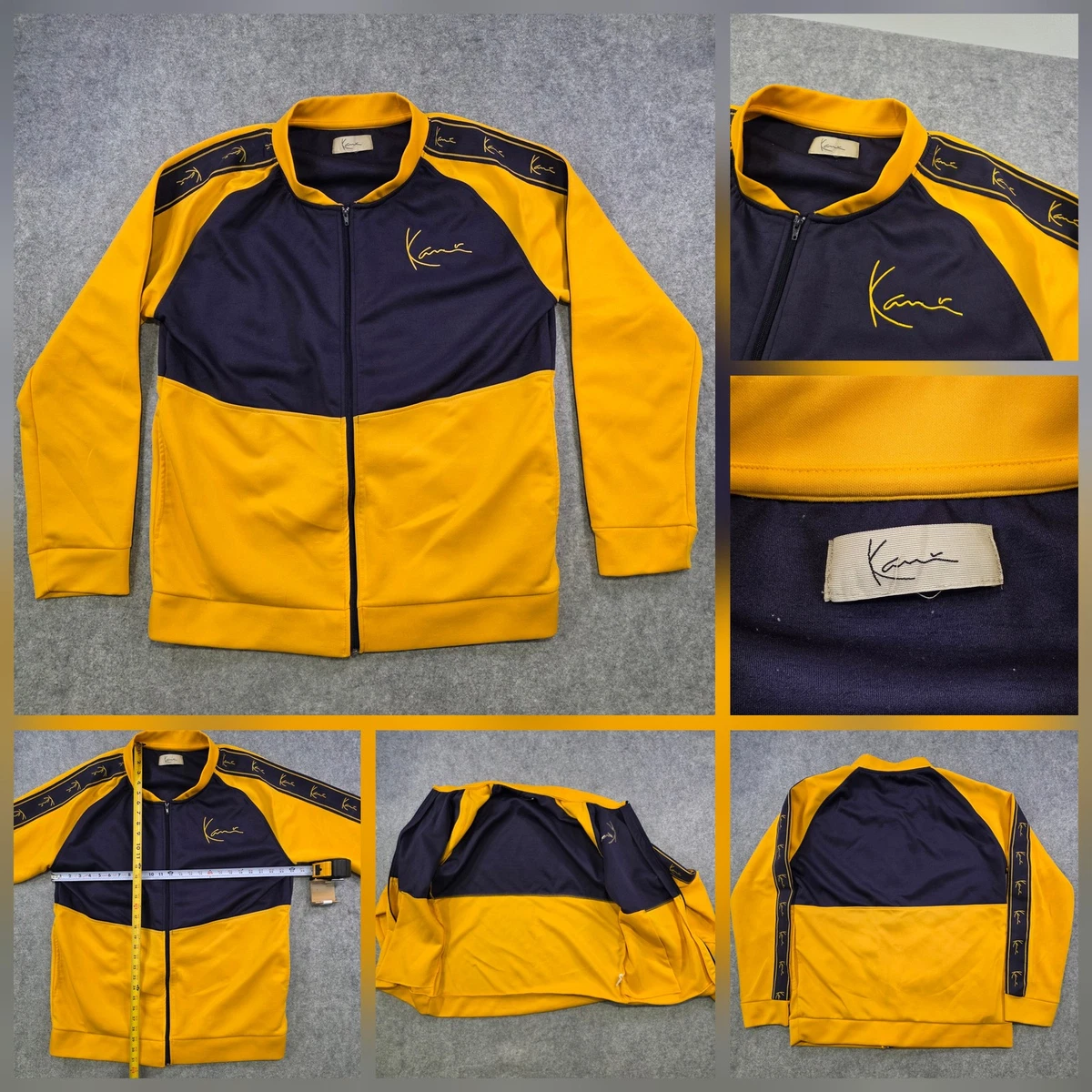 VTG Karl Kani Track Jacket Mens 4XL Big & Tall Yellow Navy