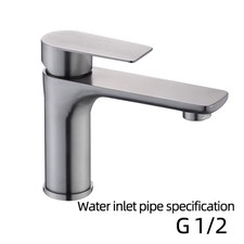 Brushed/Gray Bathroom Sink Faucet Hot and Cold Mixer Faucet Countertop Mount 304