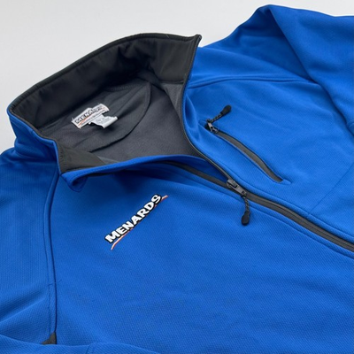 #ad Menards Store Employee Work Uniform Jacket MENS Blue Black Full Zip SIZE XL $24.97