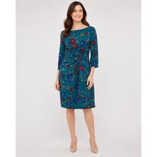 Lauren Ralph Lauren Dress Women 6 Blue Floral Lined Twist Front Garden Tea Party