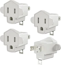 2 Prong to 3 Outlet Adapter, SUPERDANNY ETL Listed 3-2 White (4-Pack) 