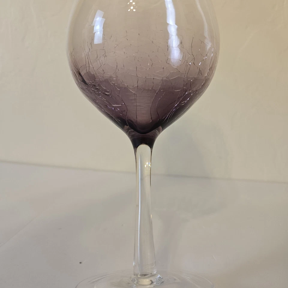 Pier 1 Globo Púrpura Crackle Amatista Vaso Vino Tinto Repuesto Foto 2 de 4