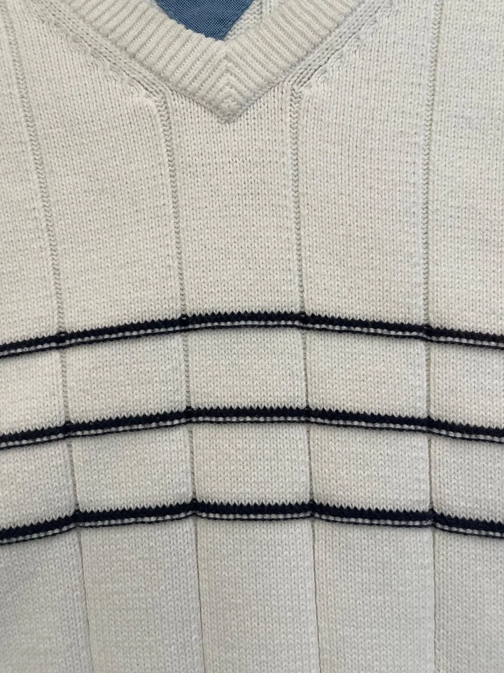 Chaleco Suéter Tommy Hilfiger Golf Para Hombre De Colección Talla XL Blanco Negro Rayas Cresta Foto 3 de 4