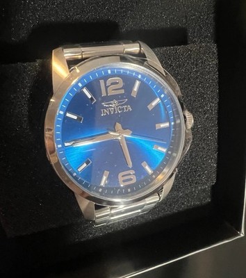 Invicta NWT Mens Celestial Watch Aqua Blue Face Stainless Band Battery & Box
