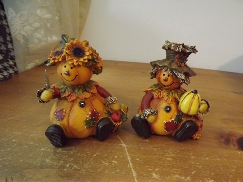 2 ESPANTAPÁJAROS CALABAZA RESINA Otoño 4.5" ALTO - Imagen 2 de 9