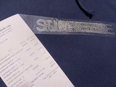 Supreme x Swarovski Motion Logo Hoodie Sweatshirt Navy XL IN HAND