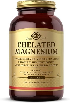 Solgar Chelated Magnesium 250 Tablets Nerve Muscle Bone Support Non-GMO Vegan