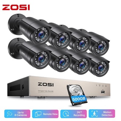ZOSI 8CH 1080P DVR Überwachungskamera Set 500GB 2MP CCTV Außen IR Kamera System