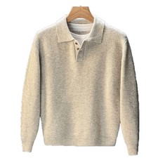 Mens Winter Retro Casual Knitted Solid-Color Sweater