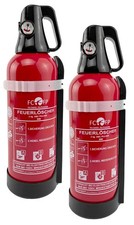 2x Aluminium-Pulverfeuerl�scher 2 kg ABC mit 4 LE KFZ mit Manometer + Halterung