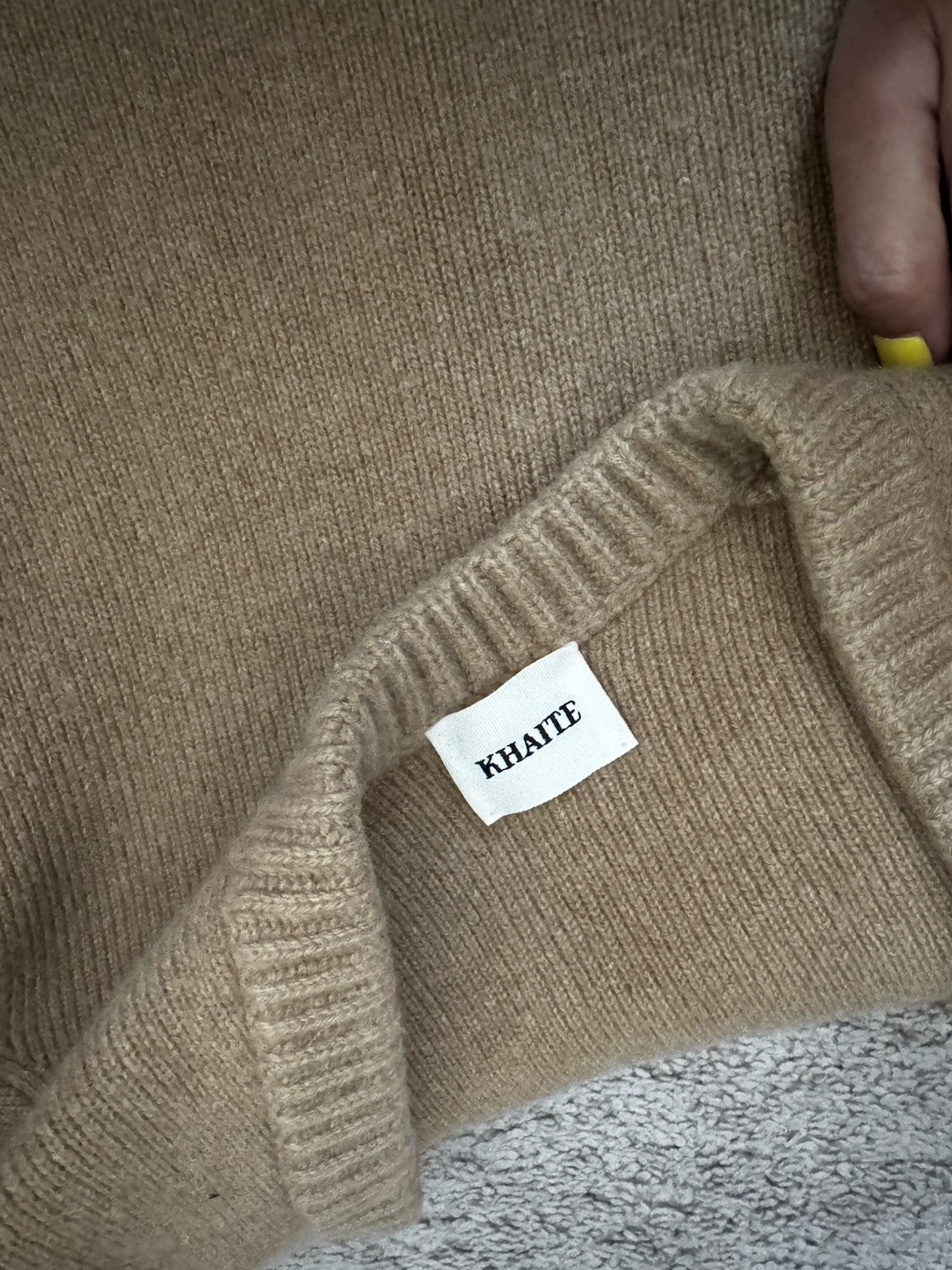 KHAITE Caro Cardigan in Camel Color, Size L image 3