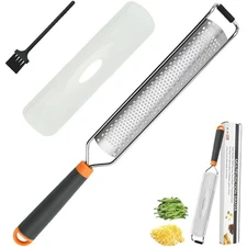 Stainless Steel Cheese Zester and Lemon Grater Long Handled Kitchen Tool for