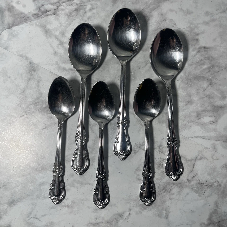 Salem Silversmith 3 Dessert Spoon 3 Soup Spoons Vintage Victorian Antique - Image 2 of 4