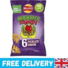Monster Munch Pickled Onion Multipack Snacks Crisps, 6 X 20 G