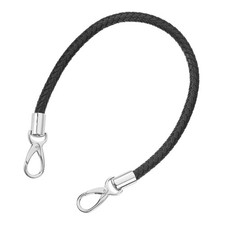 50cm Short Leather PU Braided Purse Replacement Handle - Black, Silver