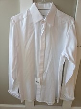 Eton Gold Men's Contemporary Fit White Jacquard Elevated Dress Shirt Size 16 41