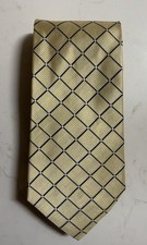 Tommy Hilfiger Vintage Geometric Yellow and Blue Tie 100% Silk Made In USA