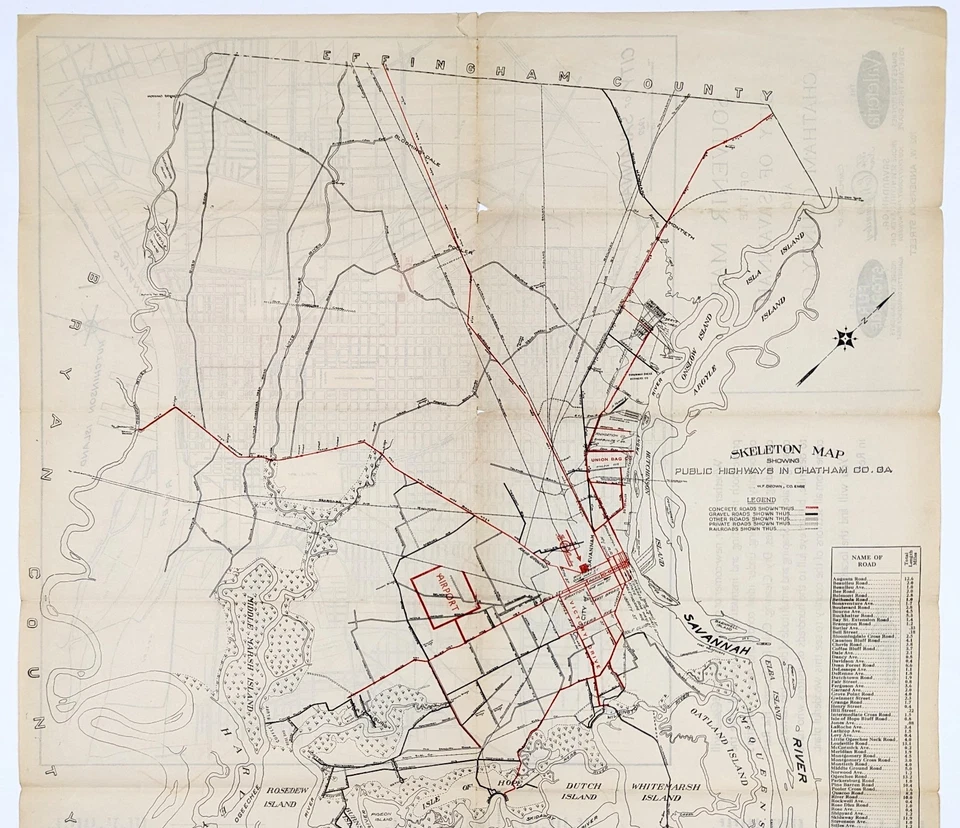 Savannah 1929 - Mapa Georgia Condado de Chatham Isla Wilmington - Original Foto 4 de 4