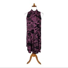 Philosophy A-Line Mock Neck Floral Dress With Velvet Flower Detail Size Small