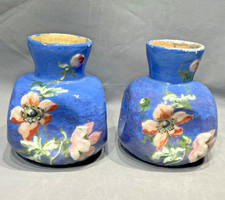 Montigny Sur Loing Paire De Petits Vases Faïence Impressionniste Fin 19èm Pavots