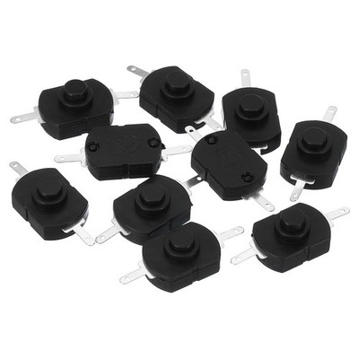 Latching Push Button Switch, 10 Pcs KAN-23 Straight Pin On/Off Switch, Black