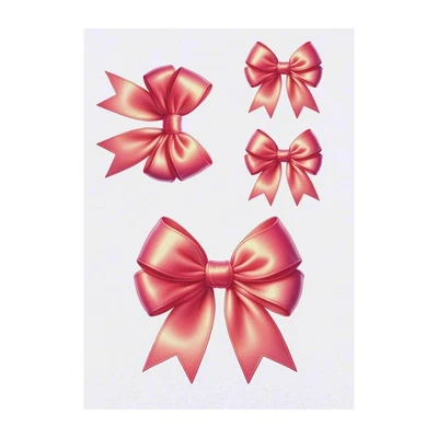 AZEEDA 4 x 'Pretty Pink Bow' Tatuajes Temporales / Transferencias (TO00089998)