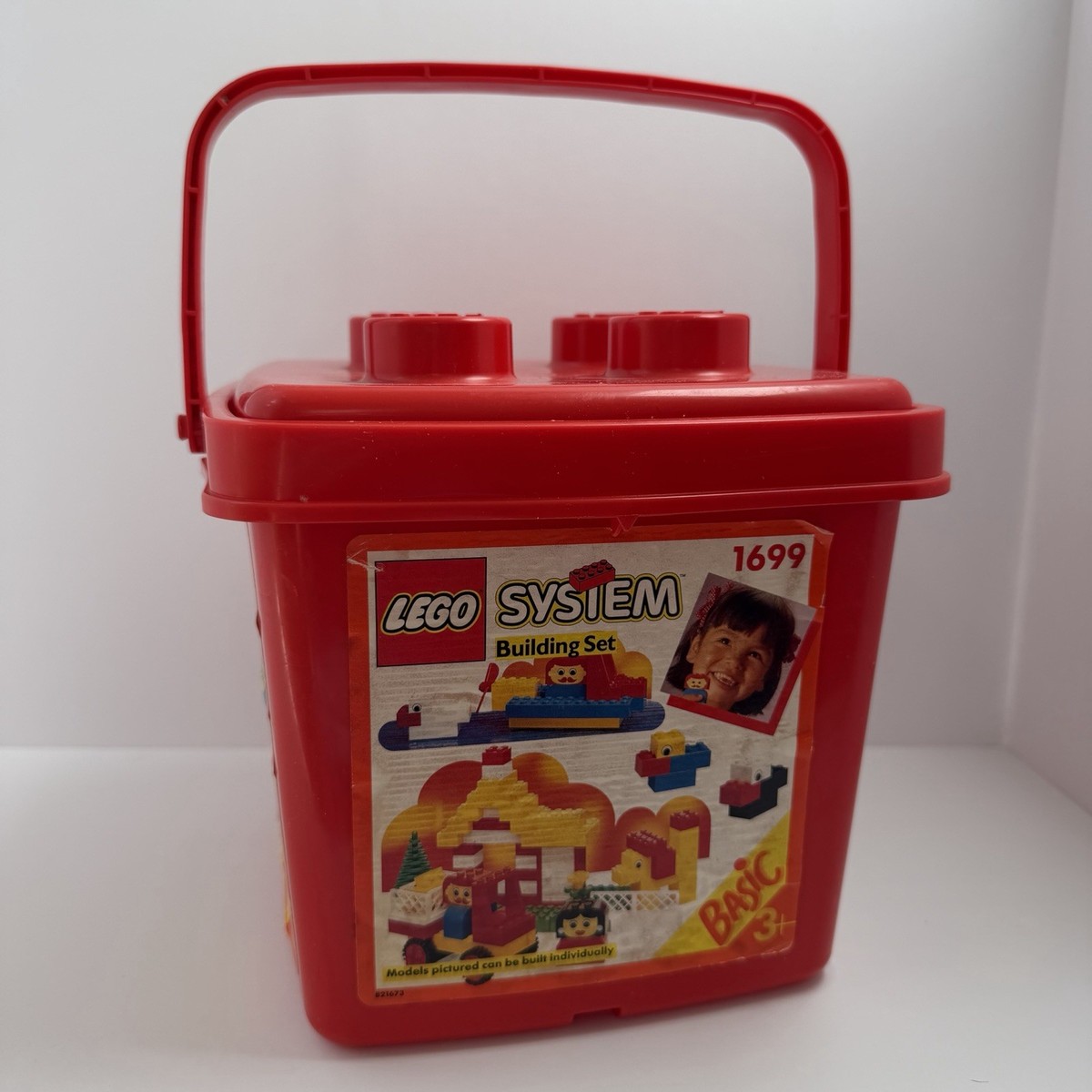 Vintage 1987 Red Lego Brick Bucket Storage Bin Container With Lid