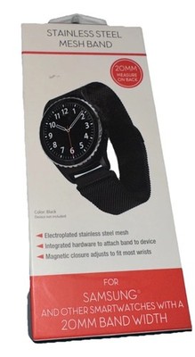 WITHit Samsung Watch Band Black Stainless Steel Mesh 20mm Width BLACK