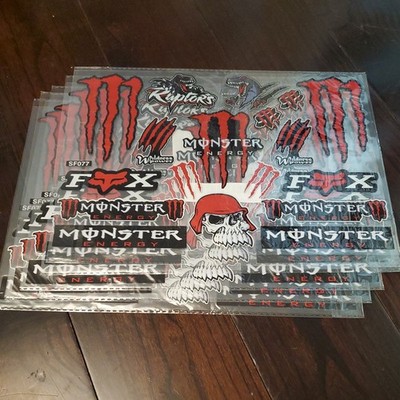 Monster Energy Sticker 5 Sheet Motorcycle Sticker Motorcycle Helmet Car Scooter