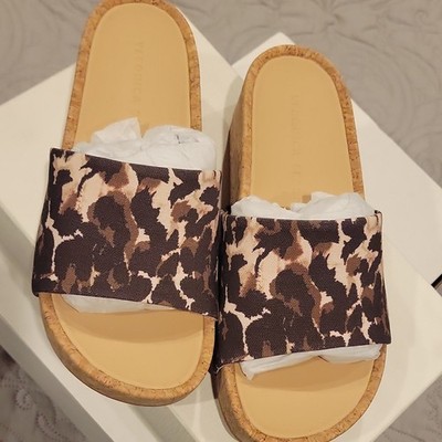 Veronica Beard Dresdyn Leopard Print Cork Platform Slide Sandals US 6.5 M