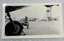1940 s WWII Era In Uniform Handsome Man Soldier Air Force Airfield 2.75 X 4.5