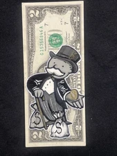 Monopoly Man CASH 2 Dollar Bill painting Graffiti Art Street Art