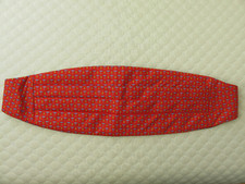 Peter Blair Red Cummerbund 100 SILK Corkscrews 20" Laying Flat Adjustable 3.5"W