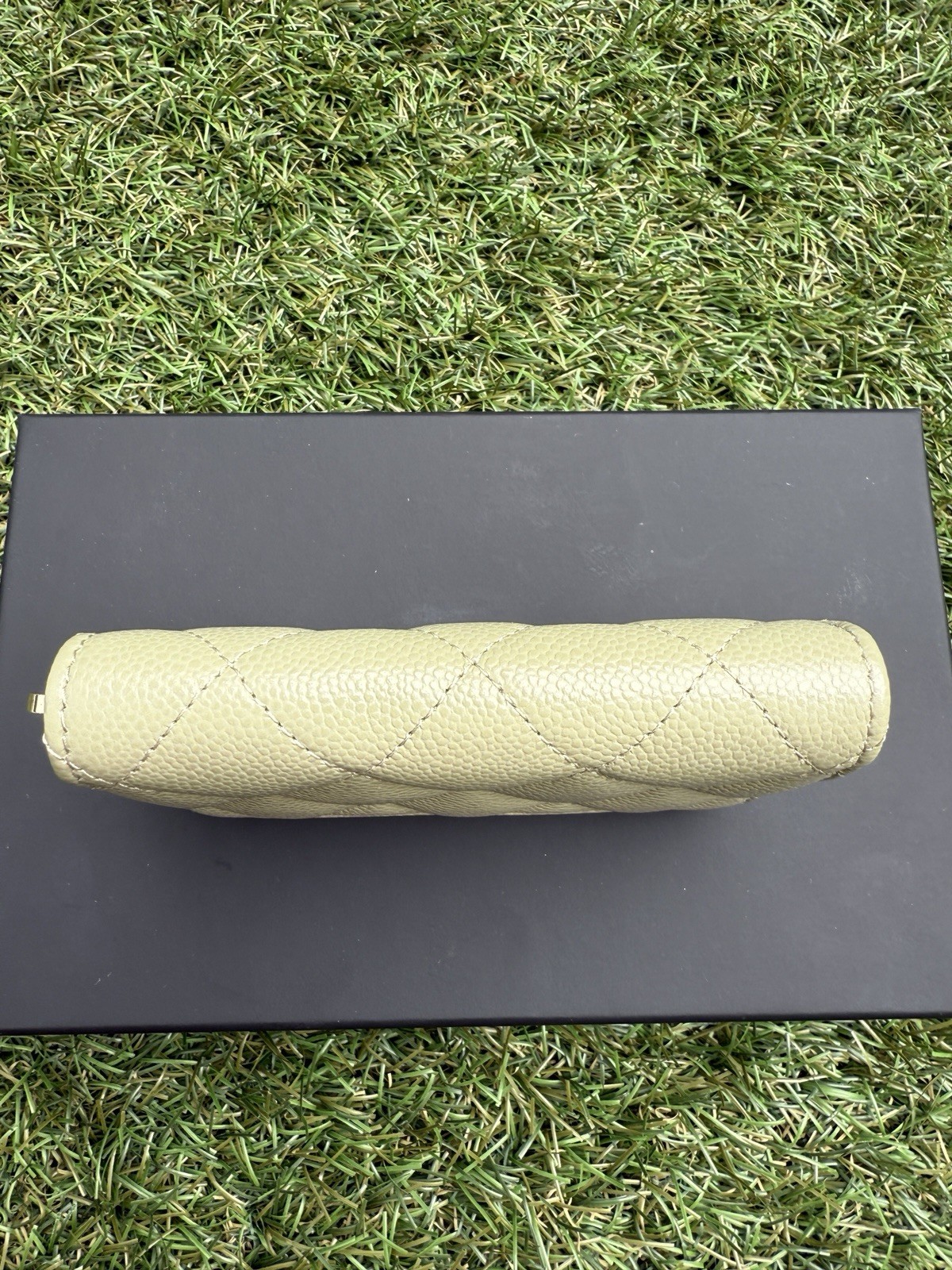 Chanel Khaki Green Caviar Leather Zip Coin Purse Wallet NWT image 10