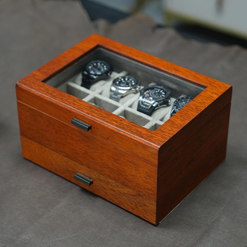 Watch Box with Drawer, Large Display Case for 8 Watches and Sunglasses Access... - Picture 7 of 7