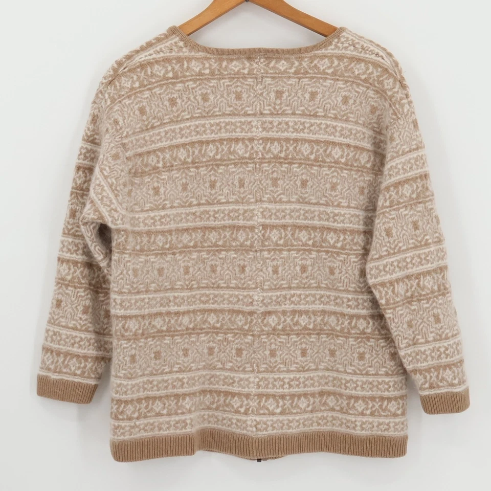 Fair Isle Cárdigan Suéter Nórdico Angora Corderos Lana Cremallera Etiqueta Frontal 3x Se Ajusta a L/XL Foto 2 de 4