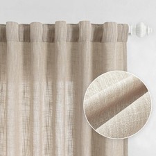 Cotton Curtains for Living Room Farmhouse Semi Sheer Light Filtering for