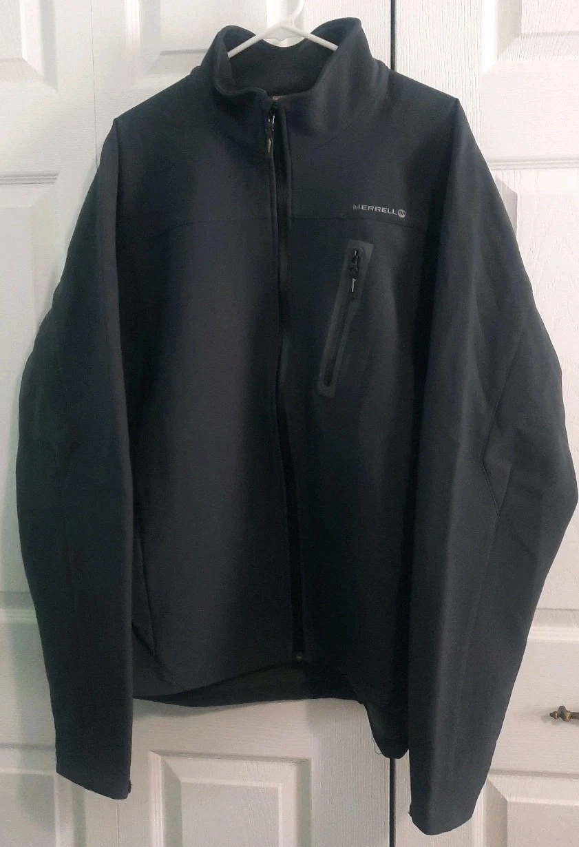 Merrell Mens Softshell Jacket Fleece Lined Opti Shell Charcoal Full Zip Sz 2XL