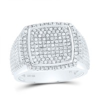 925 Sterlingsilber Echtem Diamant Stufe Rand GewöLbter Quadrat Halo Rosa Ring