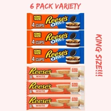 (6 Pack) Reese's White Creme And Reese’s Oreo King Size PB Cups Limited Edition