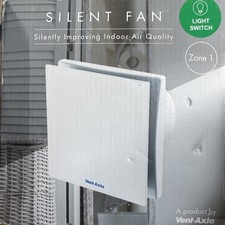 Vent-Axia Silent Extractor fan White Zone 1 IPX5 Quiet 12dB(A) Light Switch