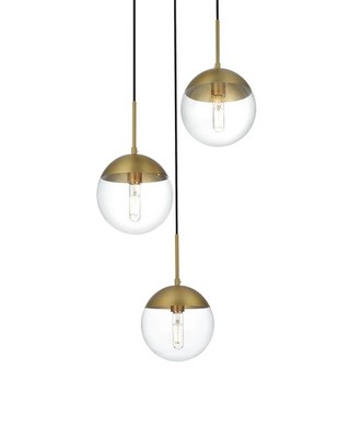 Elegant Lighting LD6069 Eclipse 3 Light 18''W Multi Light Pendant - Gold