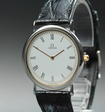 1987 Near MINT OMEGA De Ville 32mm 195.0075 Quartz White Roman Men's Vintage
