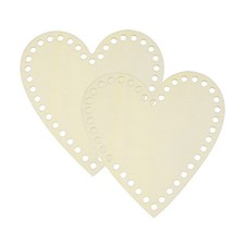 2Pcs Crochet Basket Base, 6 x 6" Basket Bottoms Heart Shape Wood Base