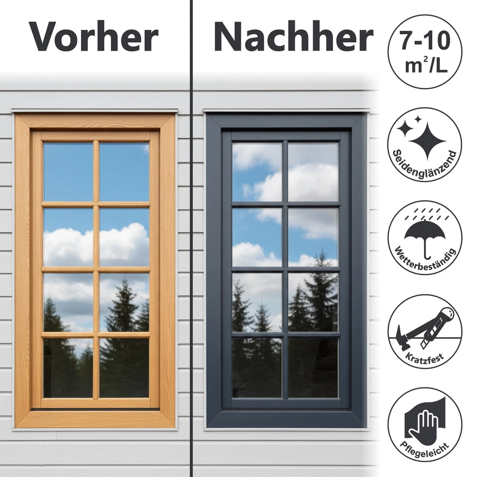Türen & Fensterlack 3in1 Holzfenster Farbe Buntlack Lackfarbe für Holz, Metall - Bild 2 von 4